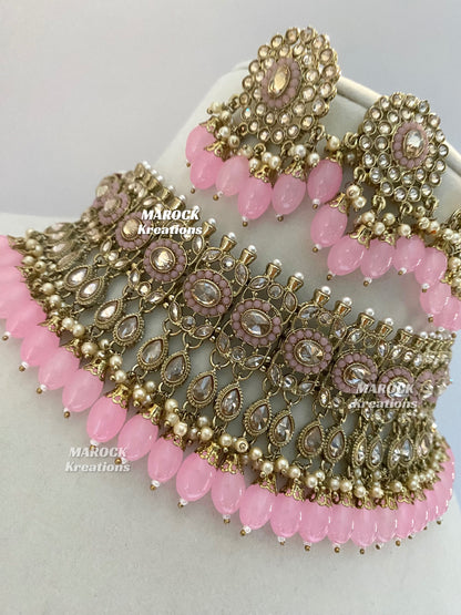 Antique Gold Polki choker sets