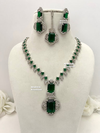 Nita Ambani Inspired Silver American Diamond Necklace set