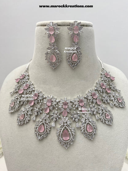 Austin Silver American Diamond Necklace set