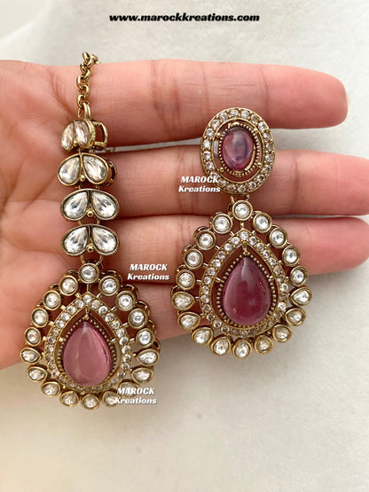 Zafina Premium Quality Moissanite Kundan Statement Choker/Necklace set