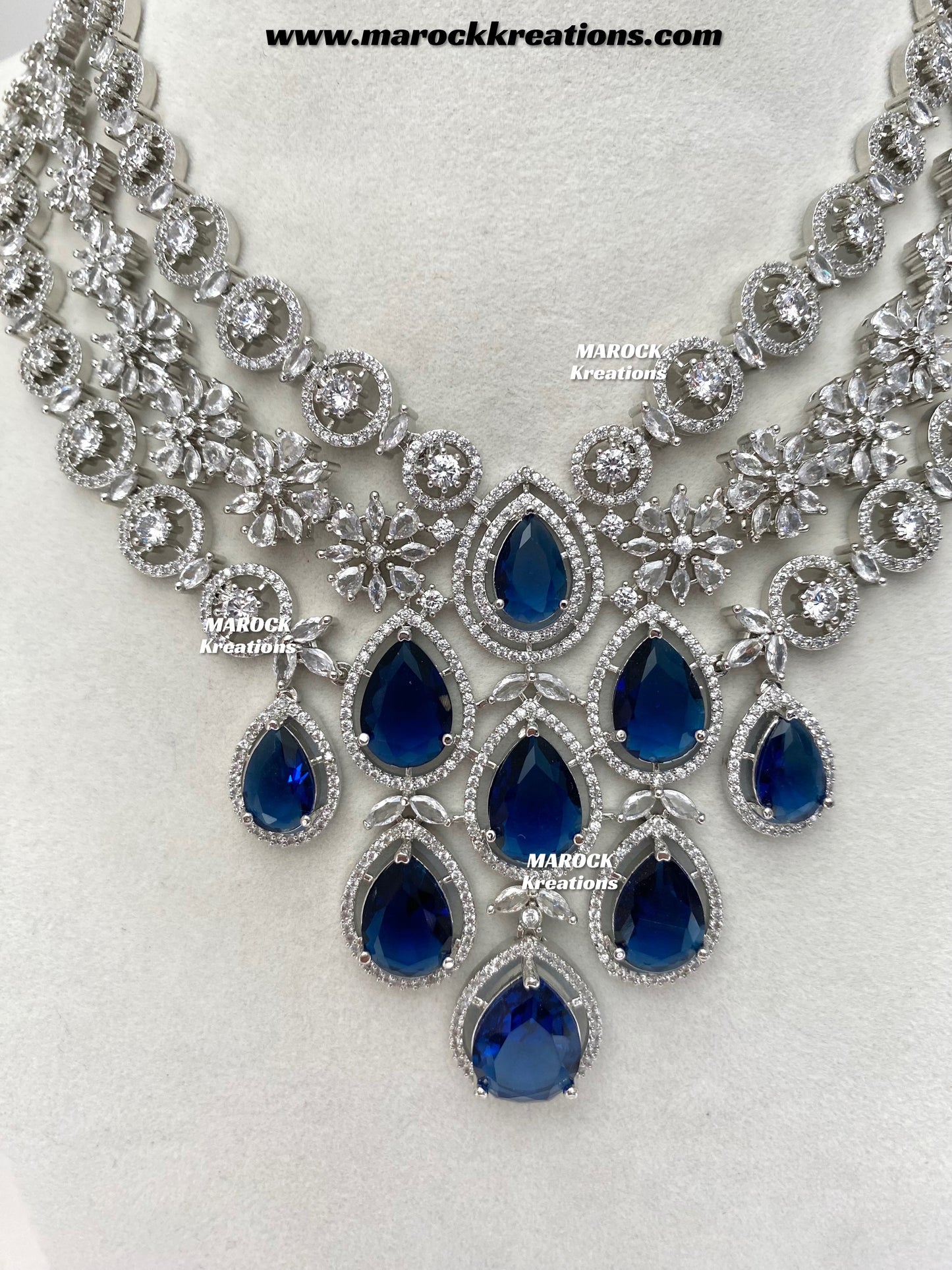 Kristi Silver American Diamond Necklace set