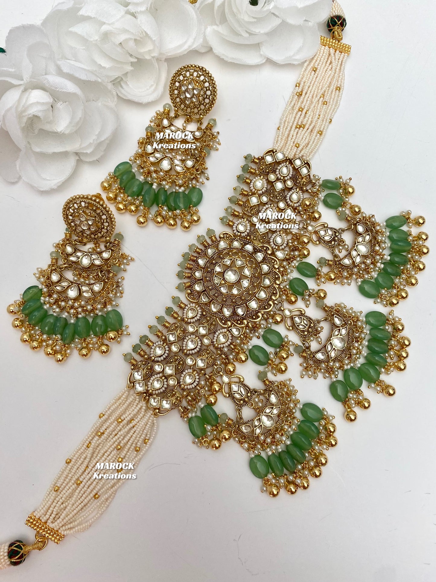 Sonam Premium Quality gold plated Paachi Kundan exclusive choker set