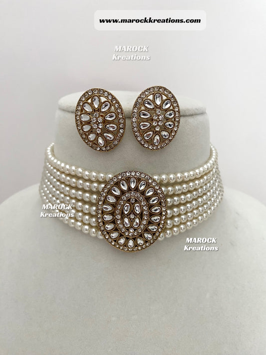 Bollywood style Kundan Choker set comes with studs