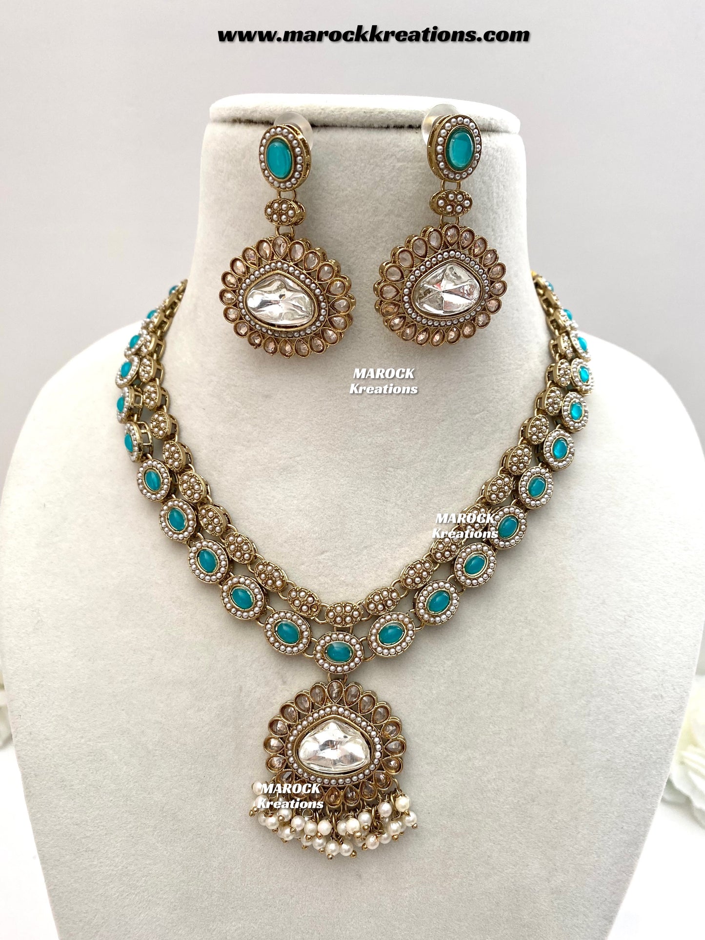 Nadira Kundan Polki double layer Necklace set