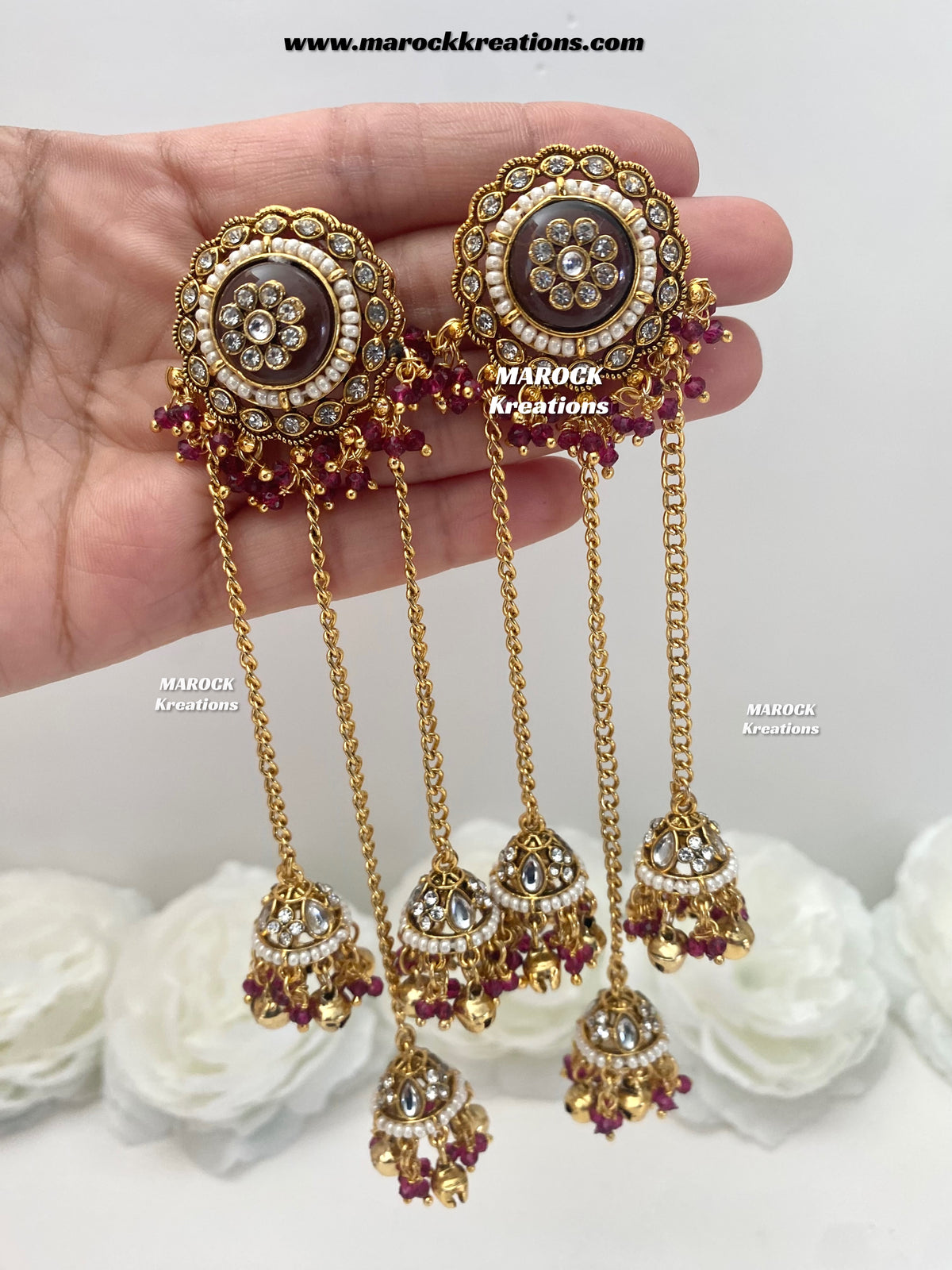 Nimrit Premium Quality Kashmiri Kundan Statement Earrings