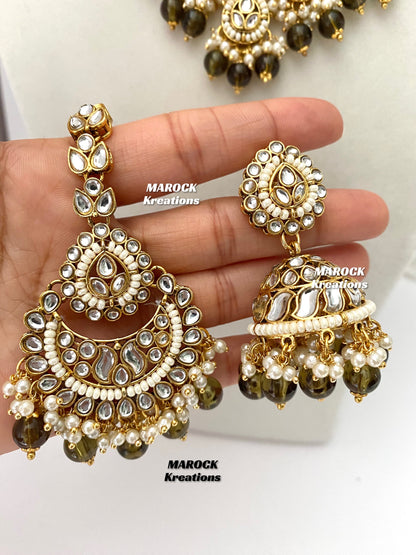 Fine Kundan V-shape Statement Necklace set