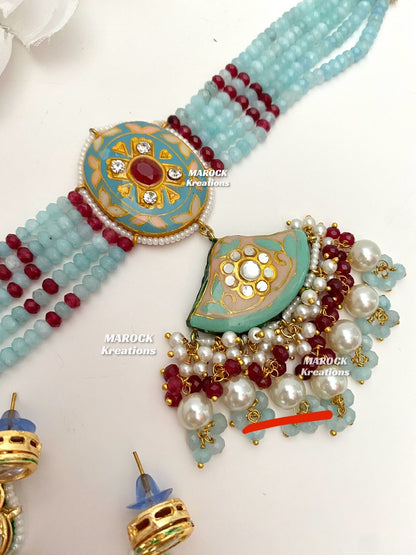 Mannat Kundan Meenakari Statement Choker set