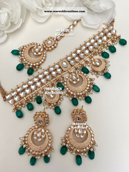 Rose Gold Kundan Meenakari Choker set