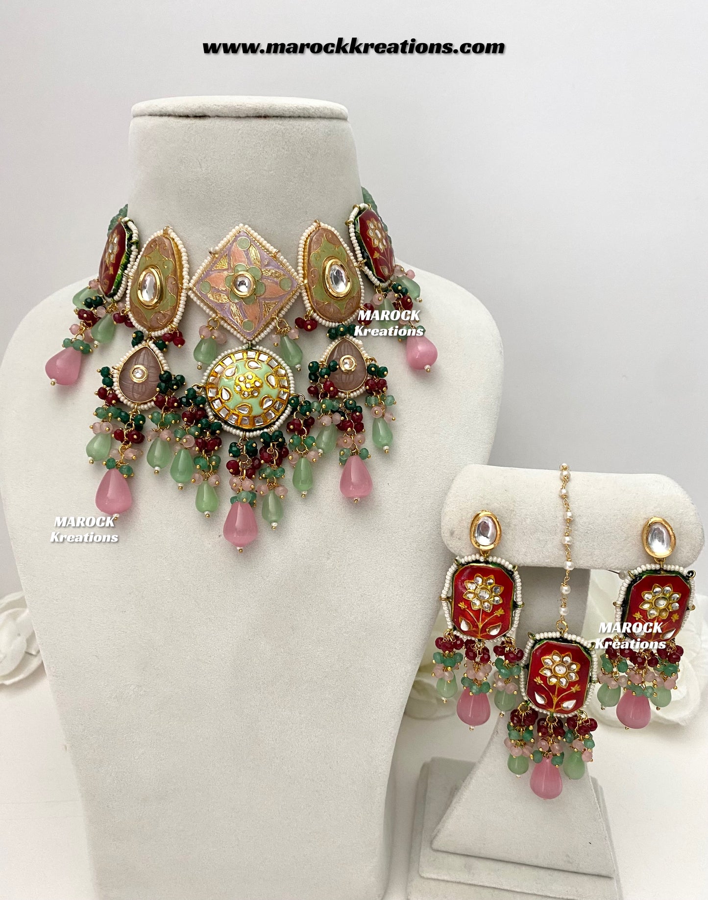 Zina Premium Quality Kundan Meenakari Statement Choker set