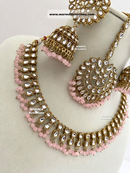 Kundan Necklace set comes with Jhumki Earrings and Tikka