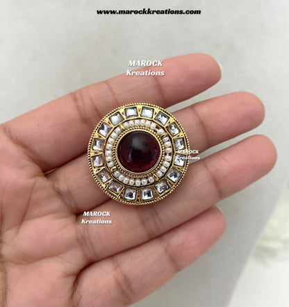Kanishka Premium Quality Kundan Maroon/Dark Red Statement Bridal set