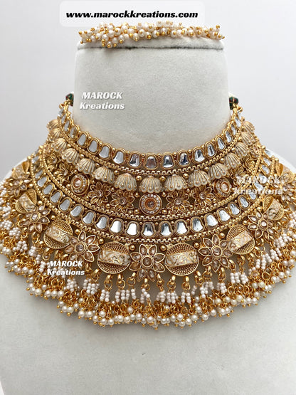 Bella Premium Quality Gold plated Kundan Necklace set/Bridal set