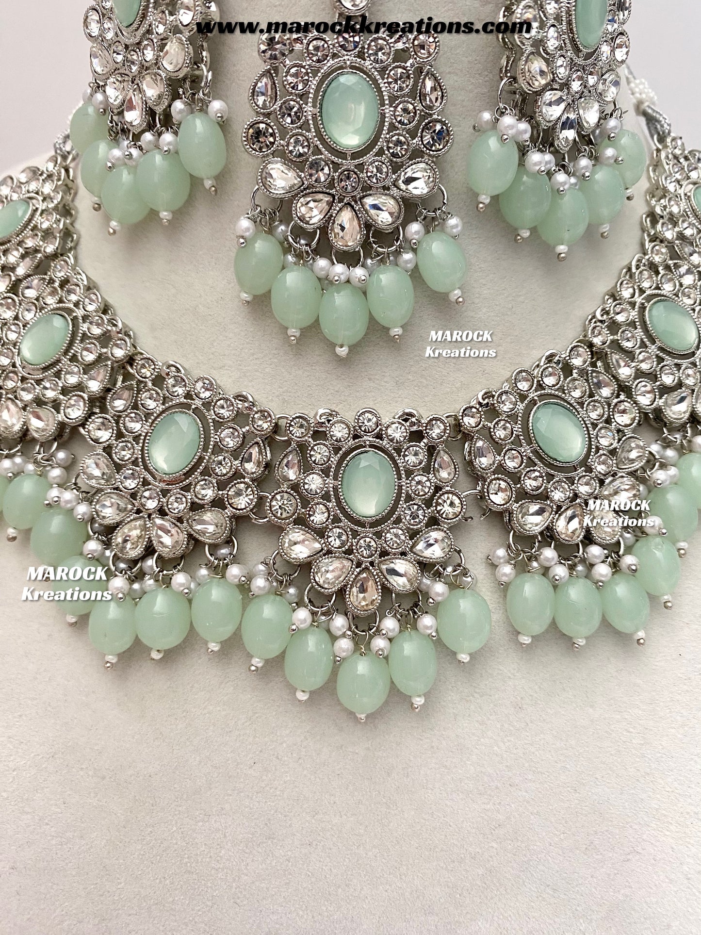 Naina Silver Stone Necklace set
