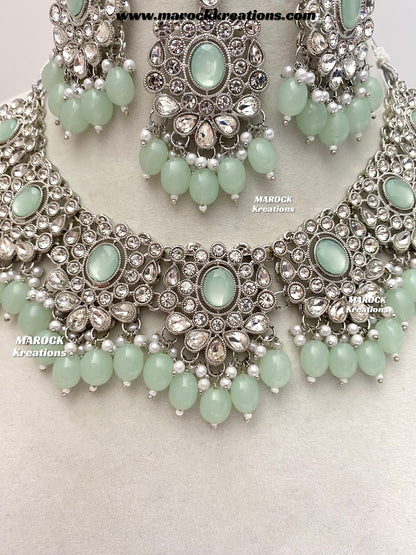 Naina Silver Stone Necklace set