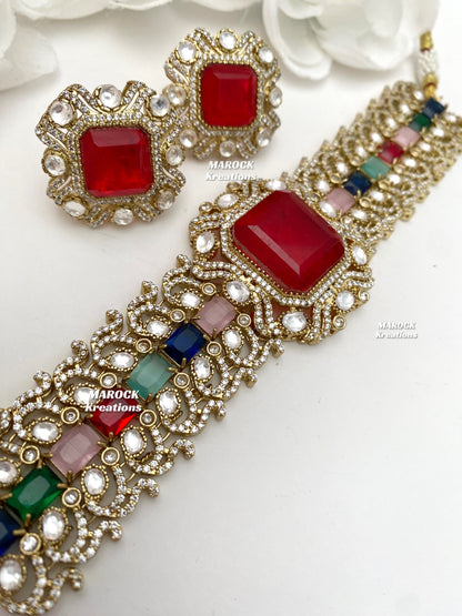 Paloma Sabyasachi inspired Premium Quality Moissanite Kundan and American Diamond choker set