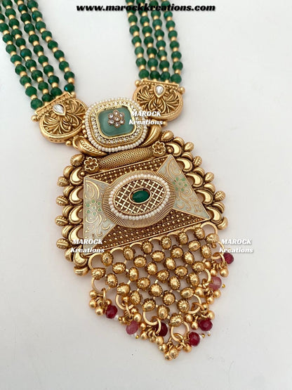 Ifrah Premium Quality Gold plated exclusive heritage Rani haar set