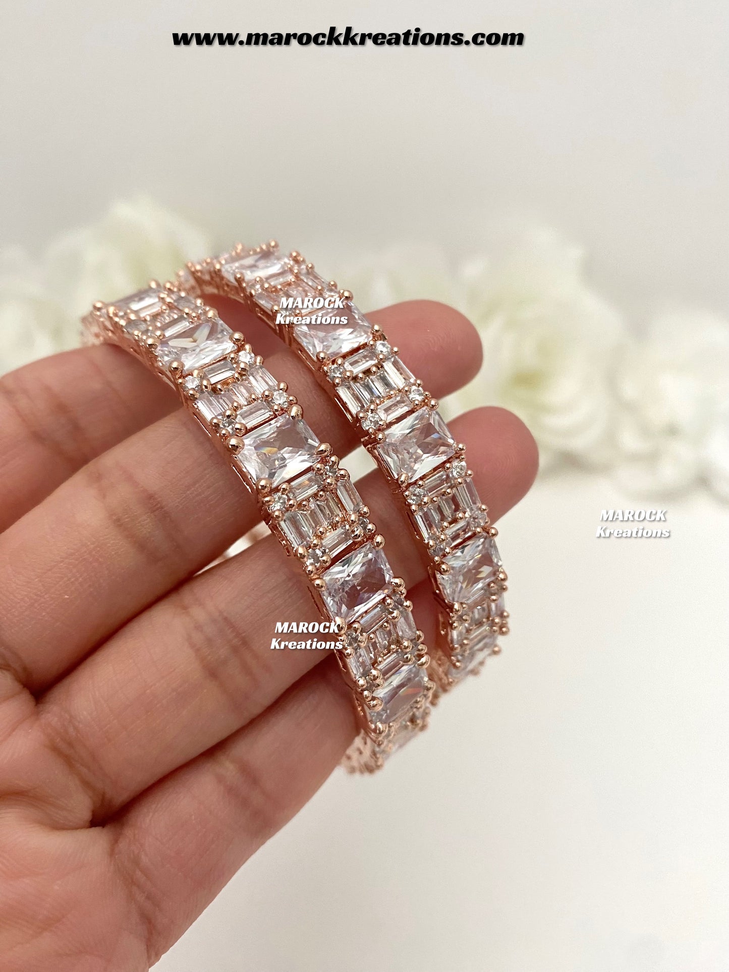 Rose Gold American Diamond Bangles/Kade