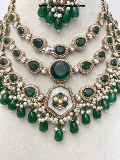 Manisha Sabyasachi inspired Premium Quality Kundan triple layer statement necklace set