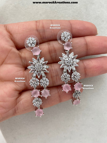 Sumra Silver American Diamond Double layer Necklace set  on