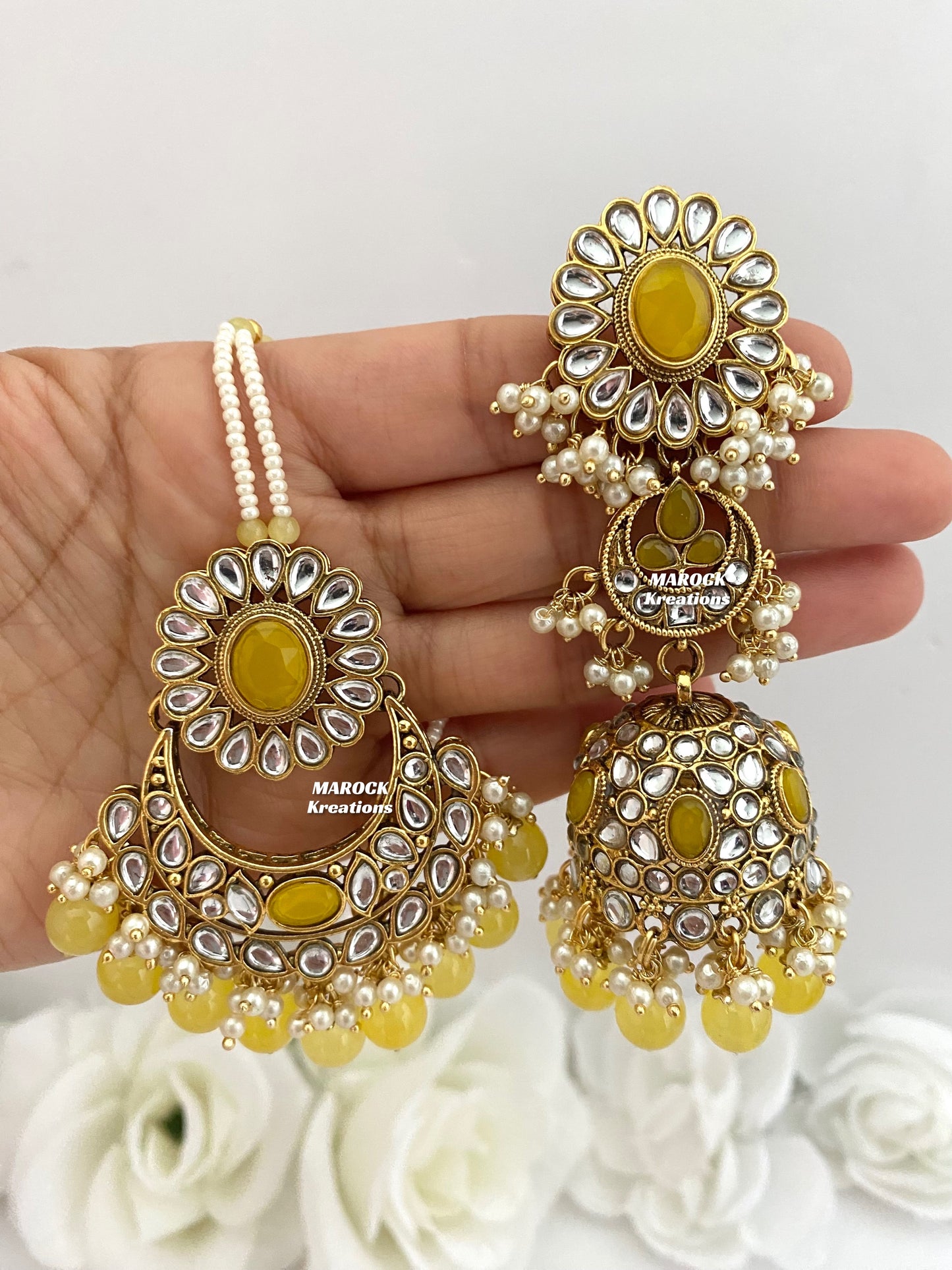 Premium Quality Kundan Jhumki Earrings and tikka sets