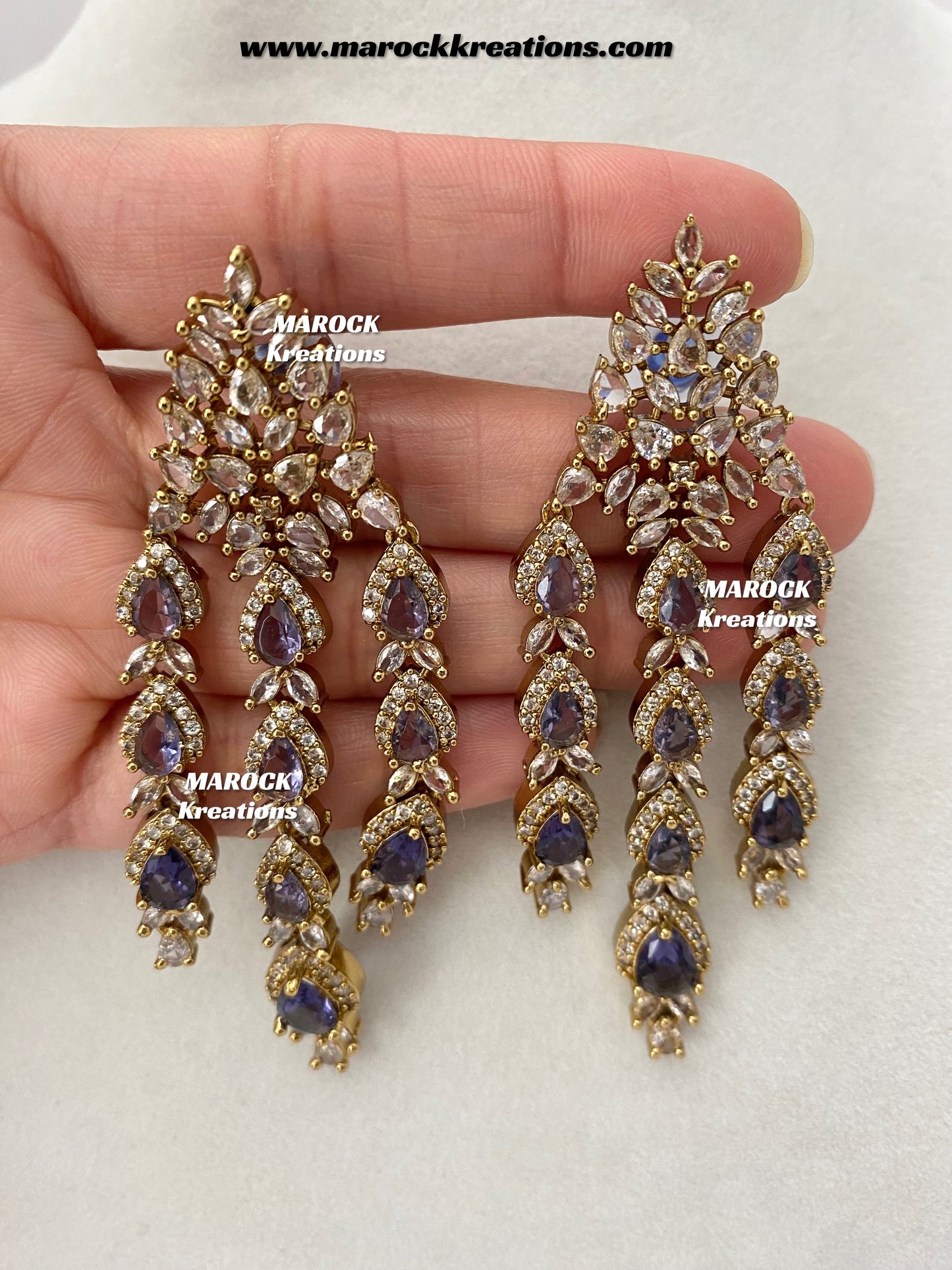 Naima Antique Gold American diamond Statement Necklace set