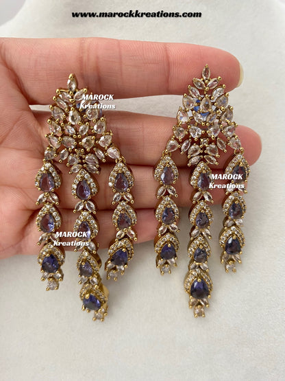 Naima Antique Gold American diamond Statement Necklace set