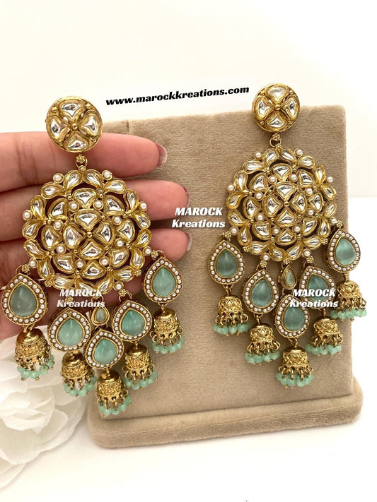 Bollywood style premium quality Kundan Statement Earrings