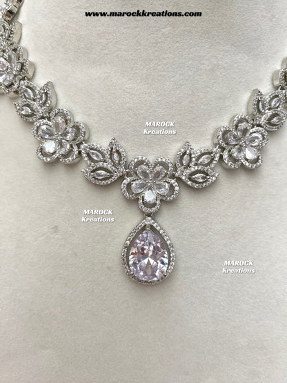 Sibani Silver American Diamond Necklace set