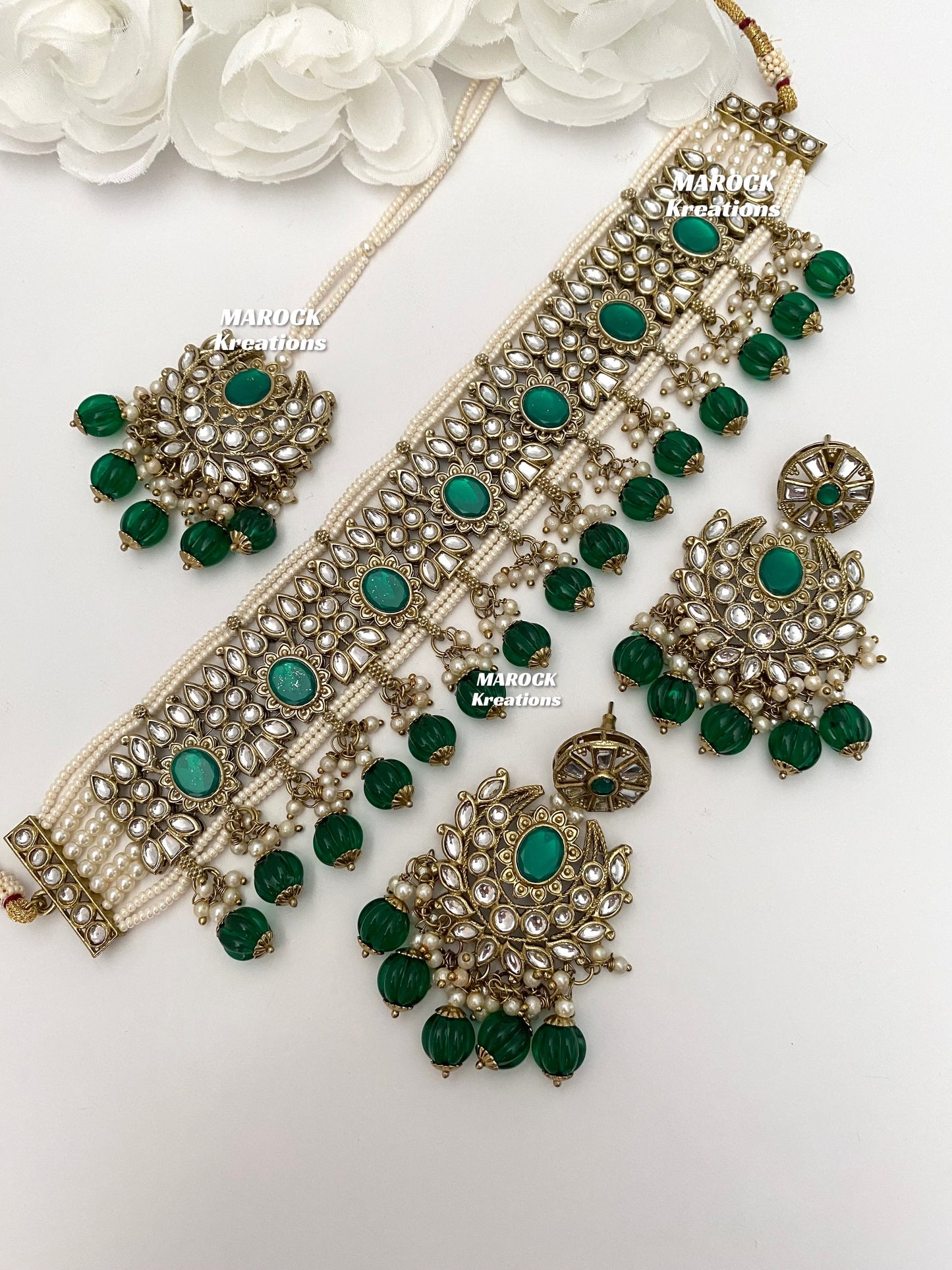 Kundan Green choker set