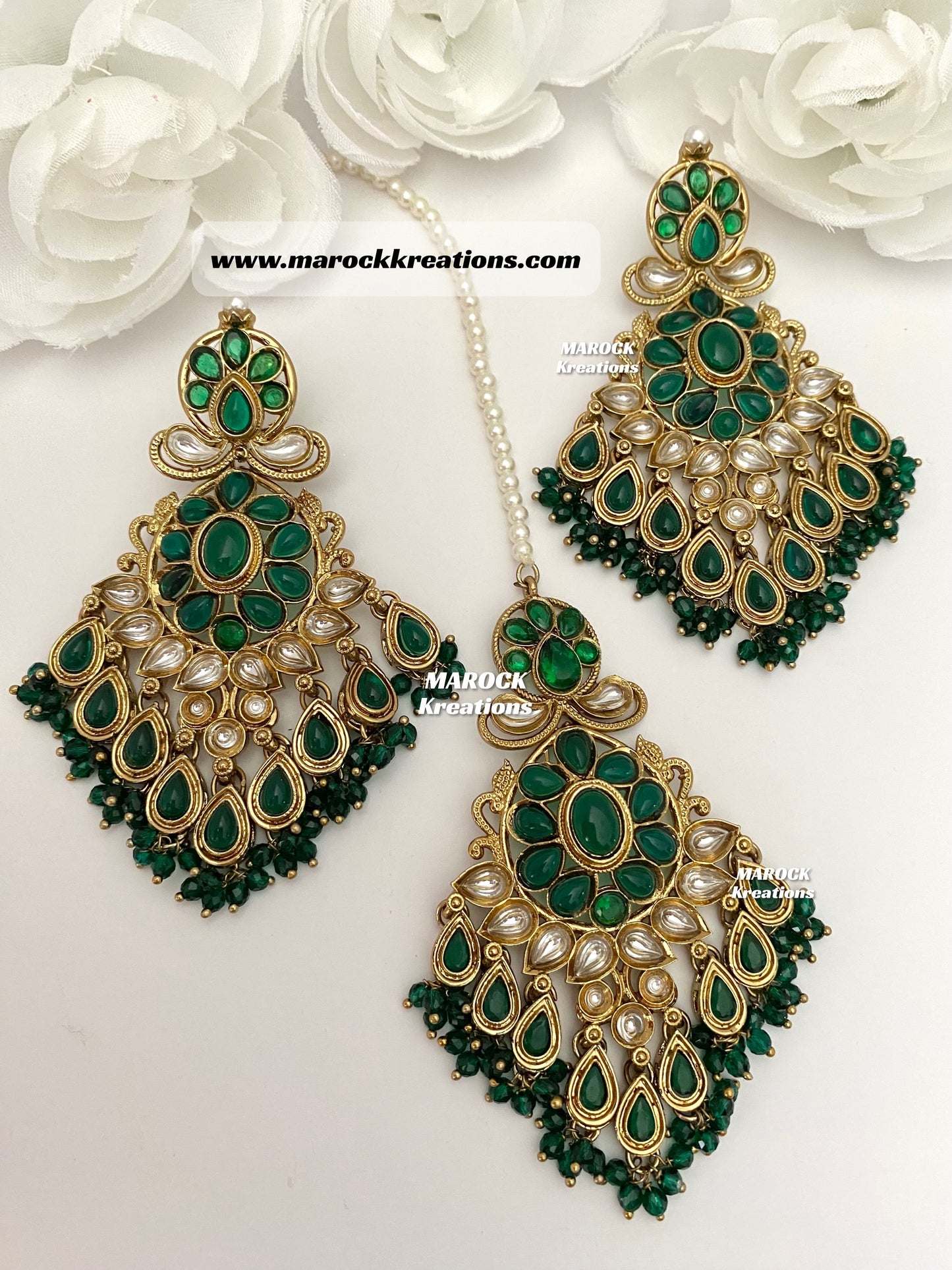 Premium Quality Kundan Earrings and tikka set