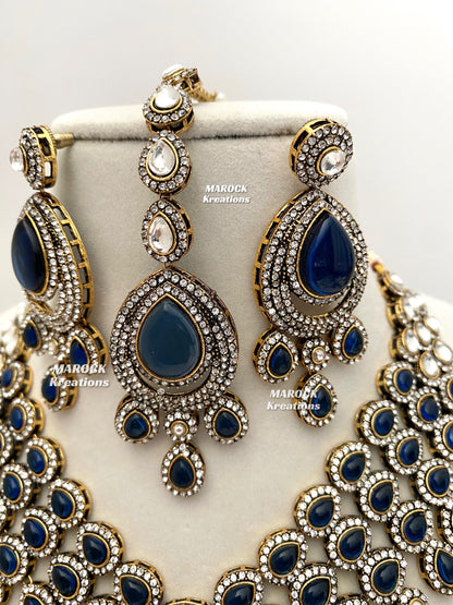 Sarah Bollywood style Victorian Monalisa Statement Necklace set