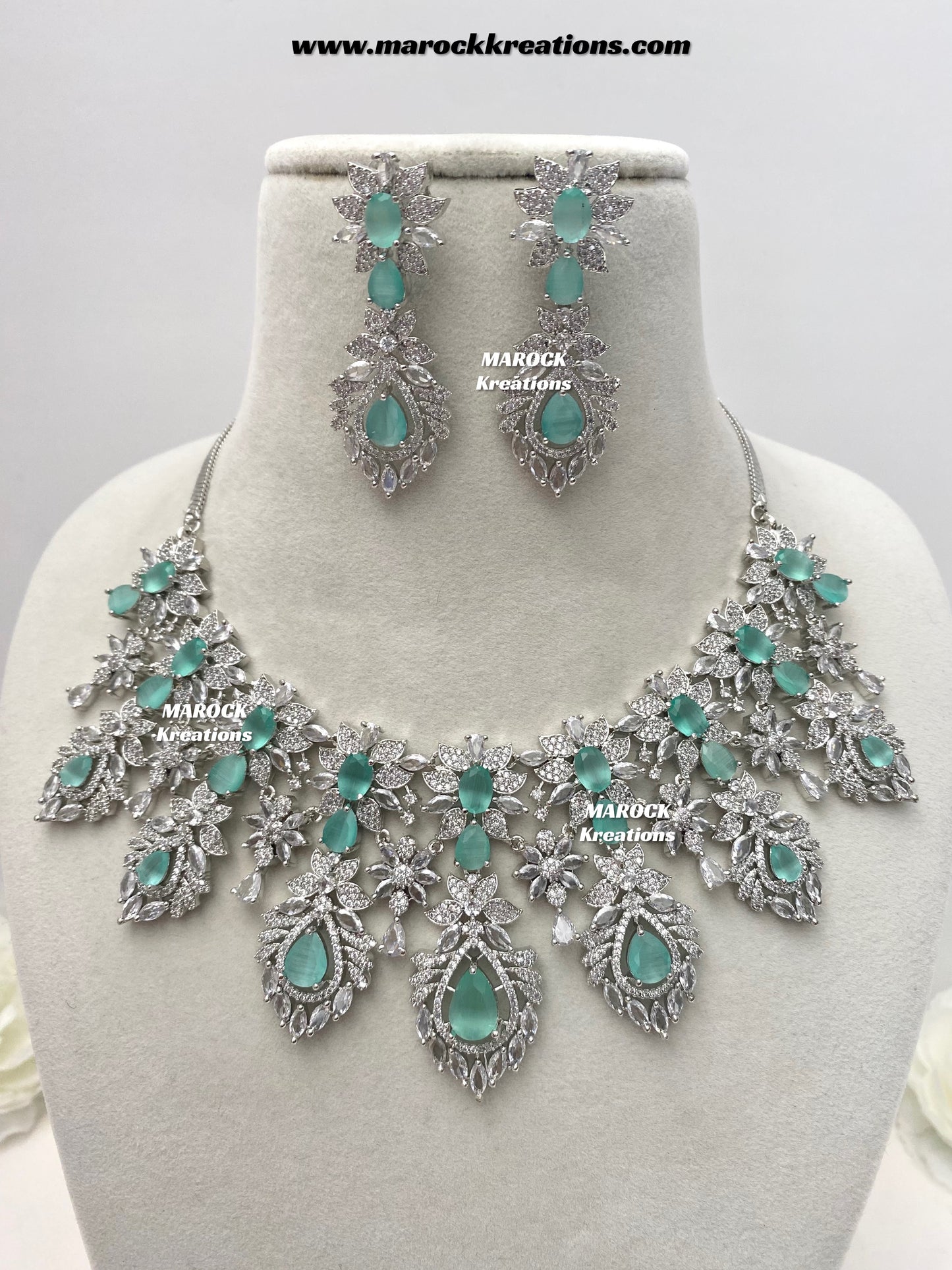 Austin Silver American Diamond Necklace set