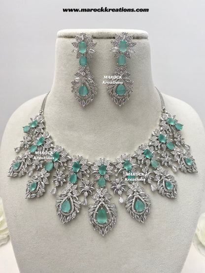 Austin Silver American Diamond Necklace set