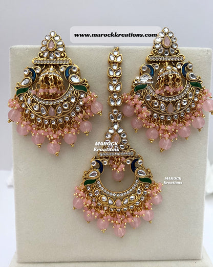 Premium Quality Kundan Earrings and tikka set