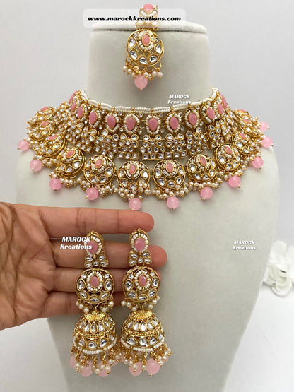 Kundan Necklace set comes with jhumki Earrings and tikka