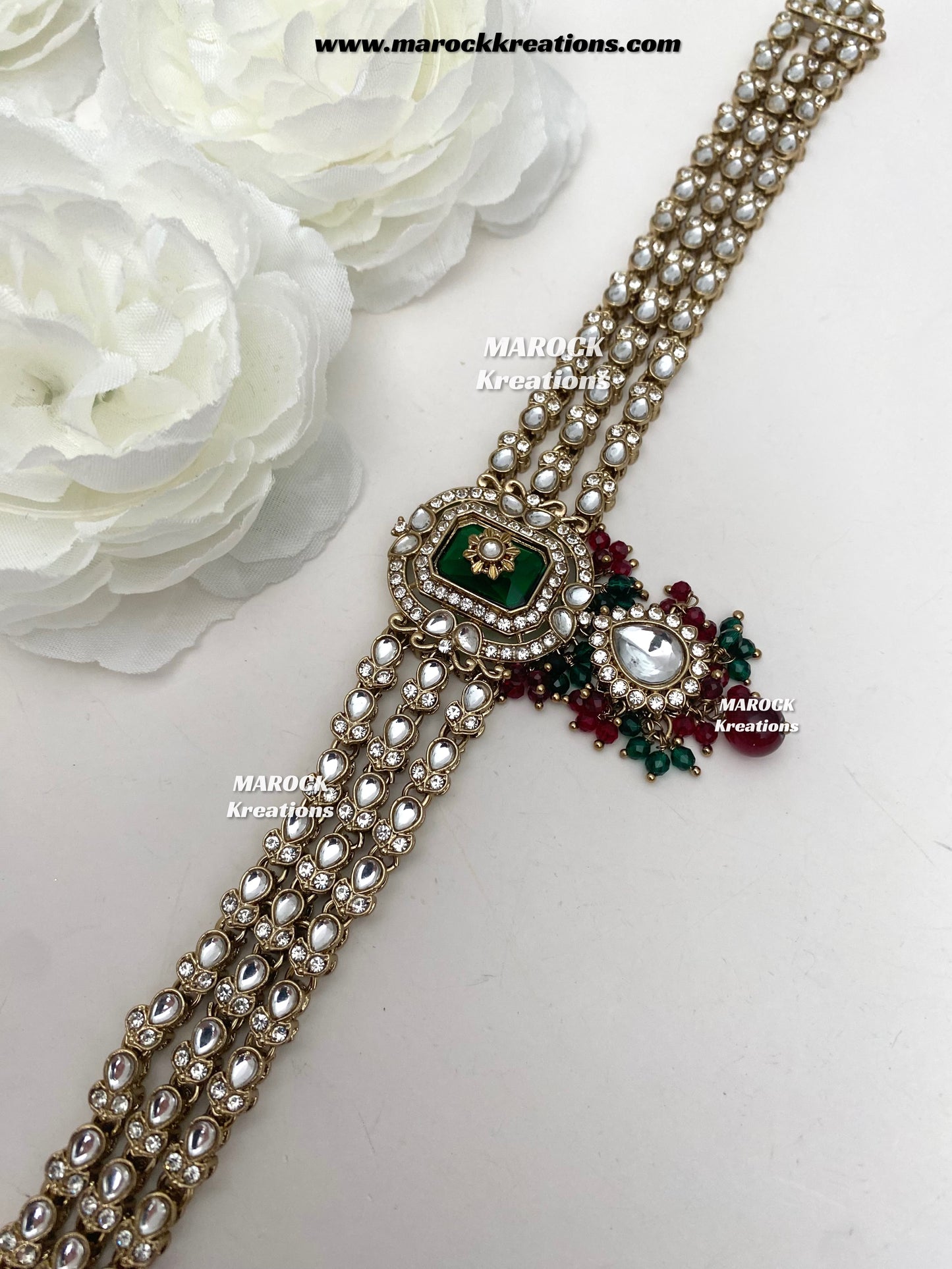 Yusrah Premium Quality Antique gold Kundan Statement Bridal set