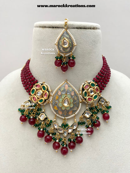 Natasha Premium Quality Kundan Meenakari Statement Choker set