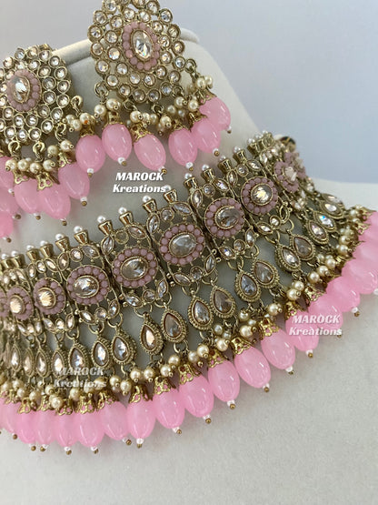 Antique Gold Polki choker sets