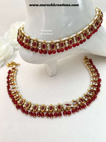 Rimple Premium quality Kundan Anklets/Payal/Jhanjhran