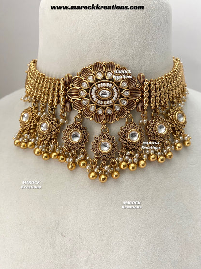 Premium Quality Gold Plated Kundan statement choker set