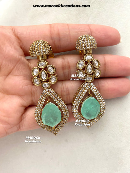 Milly Premium Quality Moissanite Kundan and American diamond Statement necklace set