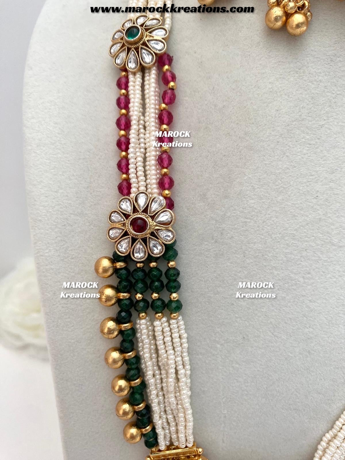 Jima Premium Quality Gold plated exclusive heritage Rani haar set