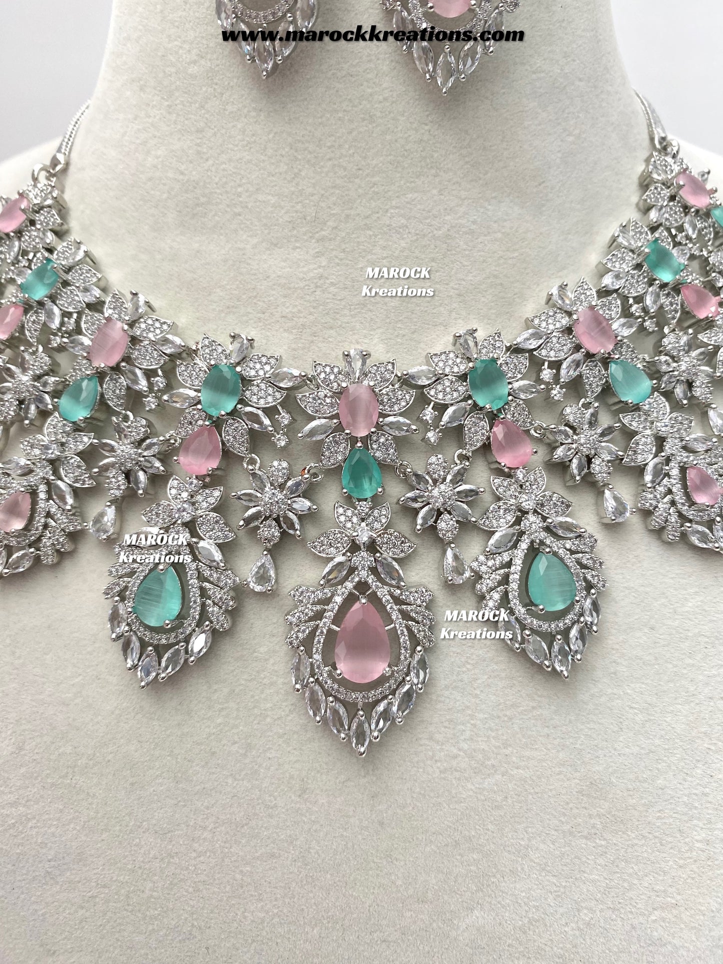 Austin Silver American Diamond Necklace set