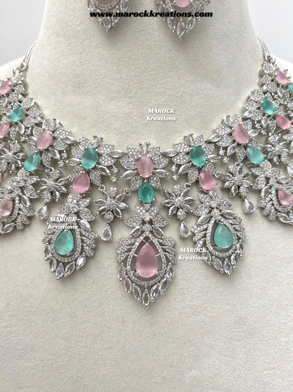 Austin Silver American Diamond Necklace set