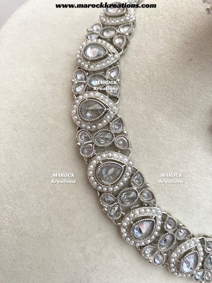 Hemani Polki Silver Necklace set