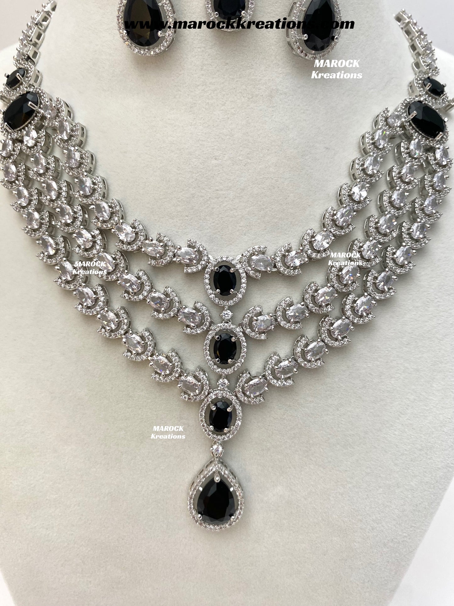 Gannat Silver American Diamond Necklace set