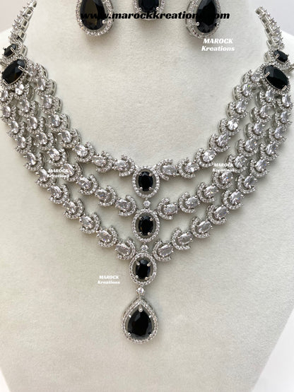 Gannat Silver American Diamond Necklace set