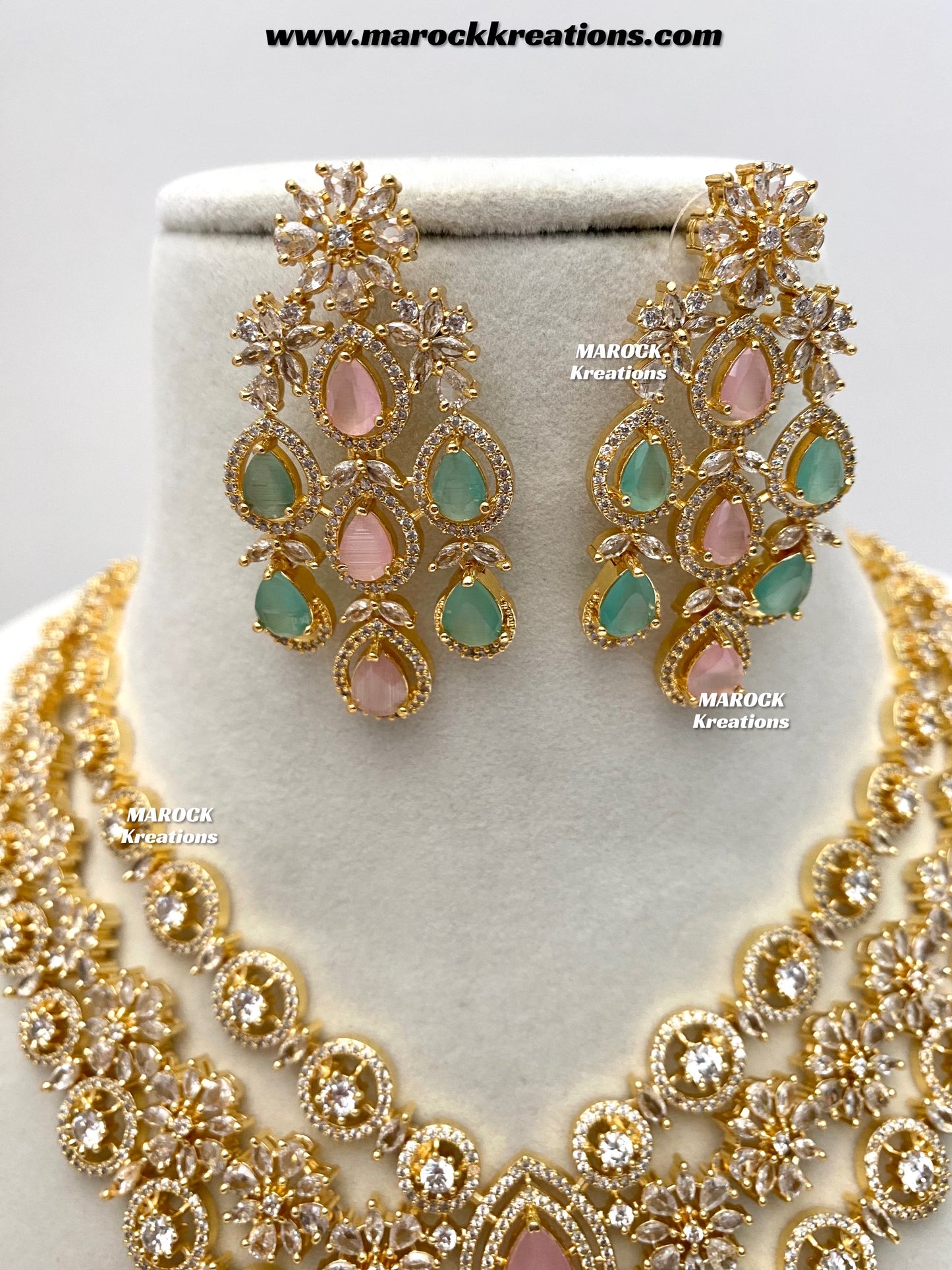 Kristi Golden American Diamond Necklace set