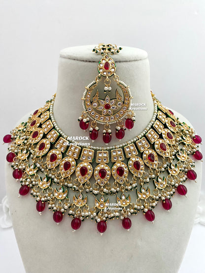 Premium Quality Thappa Kundan Statement Necklace set