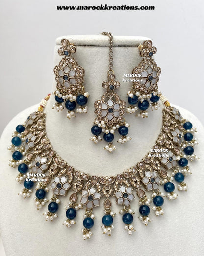 Arpan Antique Gold Polki MOP Statement Necklace set